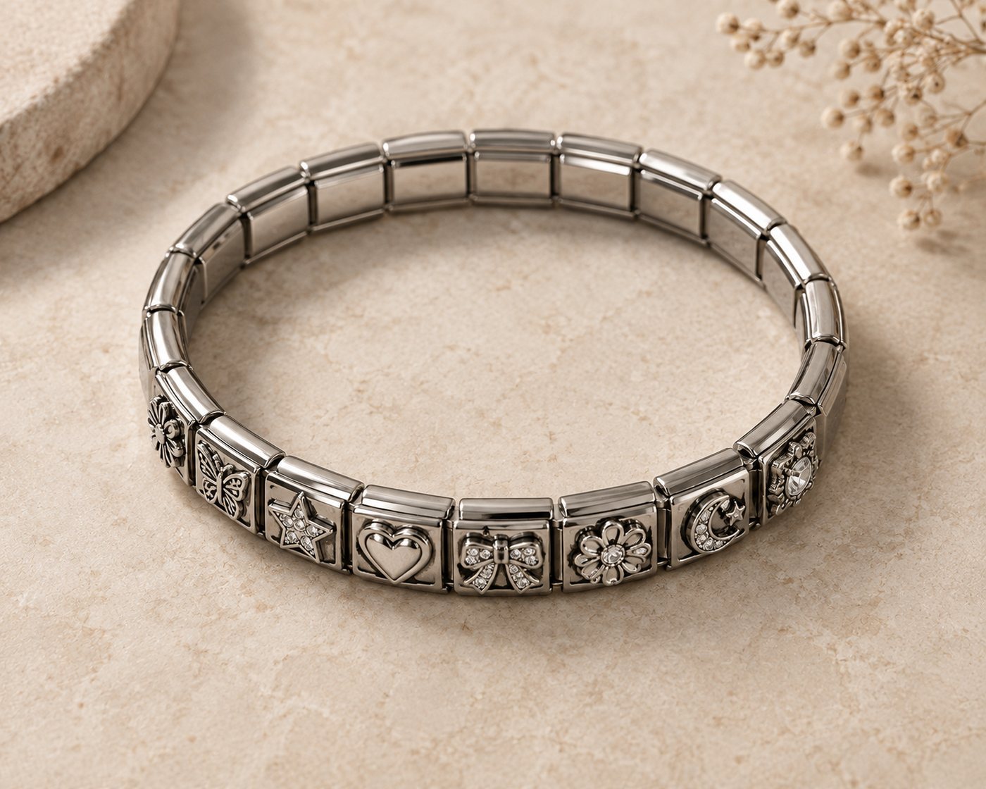 Silver Italian Charm Modular Bracelet